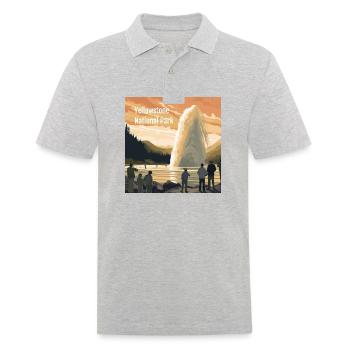 Parc national de Yellowstone - Coucher de soleil - Polo Homme - gris chiné - Devant - Kai (181cm)