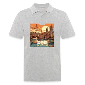 Boston au coucher du soleil - Polo Homme - gris chiné - Devant - Kai (181cm)