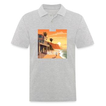 Malibu bei Sonnenuntergang - Männer Poloshirt - Grau meliert - Vorne - Kai (181cm)