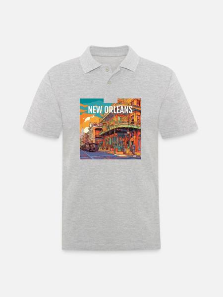 New Orleans at sunset - Men's Polo Shirt - heather grey