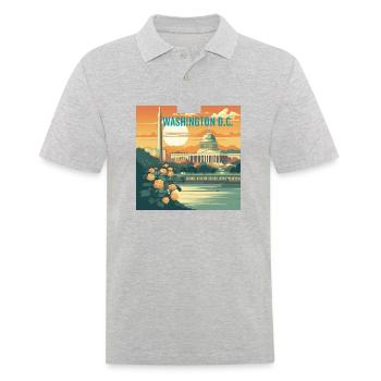 Washington D.C. au coucher du soleil - Polo Homme - gris chiné - Devant - Kai (181cm)