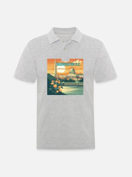 Washington D.C. at sunset - Men's Polo Shirt - heather grey