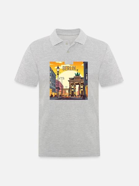 Berlin at sunset - Men's Polo Shirt - heather grey