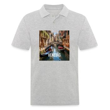 Venedig bei Tag - Männer Poloshirt - Grau meliert - Vorne - Kai (181cm)