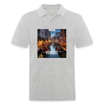 Venedig bei Nacht - Männer Poloshirt - Grau meliert - Vorne - Kai (181cm)