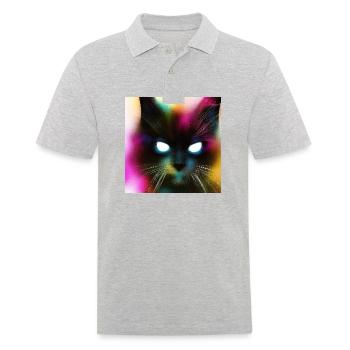 Creepy Cat - Männer Poloshirt - Grau meliert - Vorne - Kai (181cm)