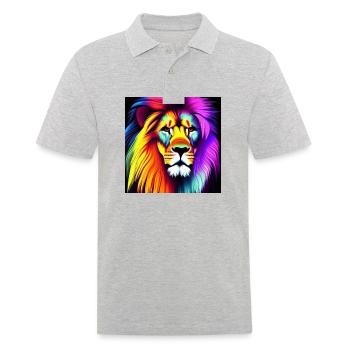 KI Lion abstract - Männer Poloshirt - Grau meliert - Vorne - Kai (181cm)
