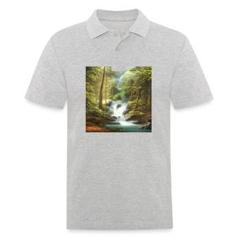 Bach im Wald - Männer Poloshirt - Grau meliert - Vorne - Kai (181cm)