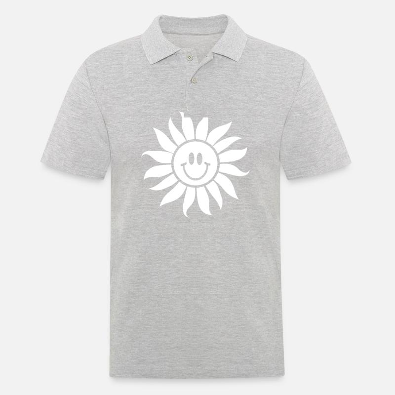 Sonnenblume / Fleur Soleil - Männer Poloshirt - Grau meliert