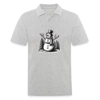 Bonhomme de neige / Hiver / Neige / Bande dessinée / Froid - Polo Homme - gris chiné - Devant - Kai (181cm)