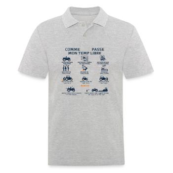 Tracteur Humour Agriculteur Paysan Fermier bleu - Polo Homme - gris chiné - Devant - Kai (181cm)