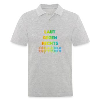 Laut gegen rechts Nr 05 - Männer Poloshirt - Grau meliert - Vorne - Kai (181cm)