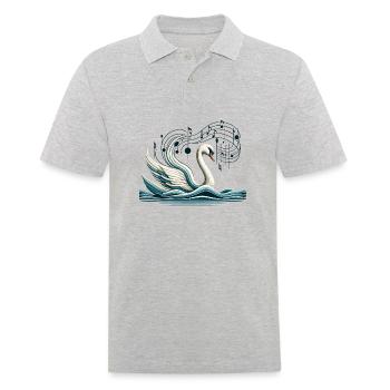 Eleganter Schwan mit Musiknoten Kunstdesign - Männer Poloshirt - Grau meliert - Vorne - Kai (181cm)