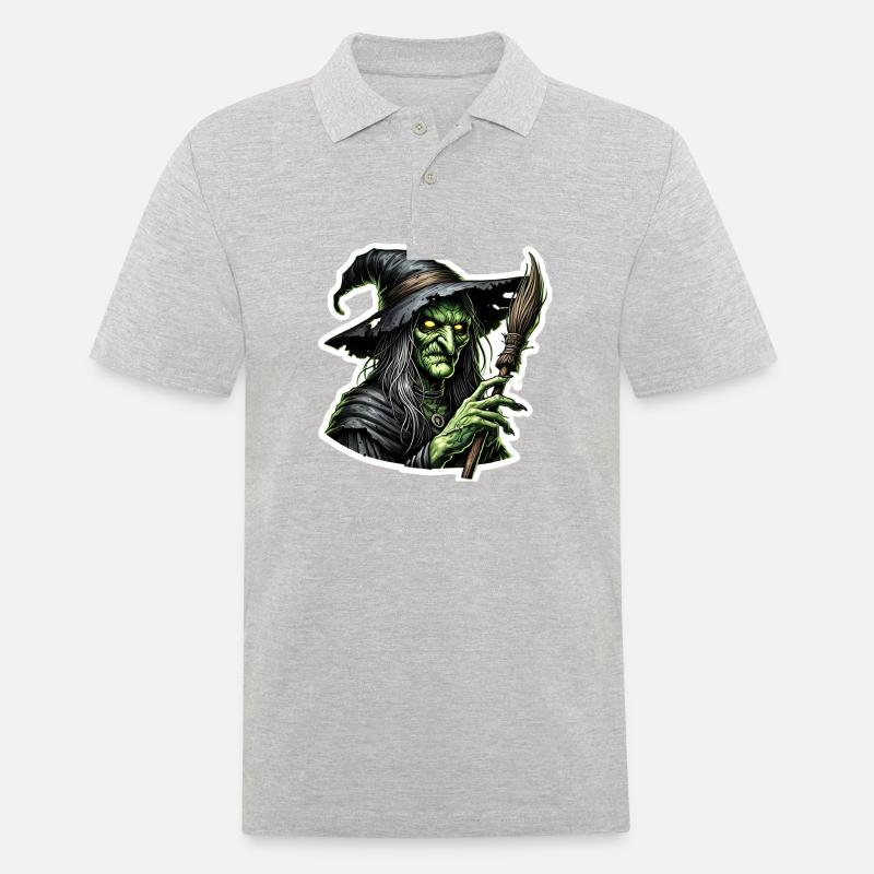 Hexe - Männer Poloshirt - Grau meliert