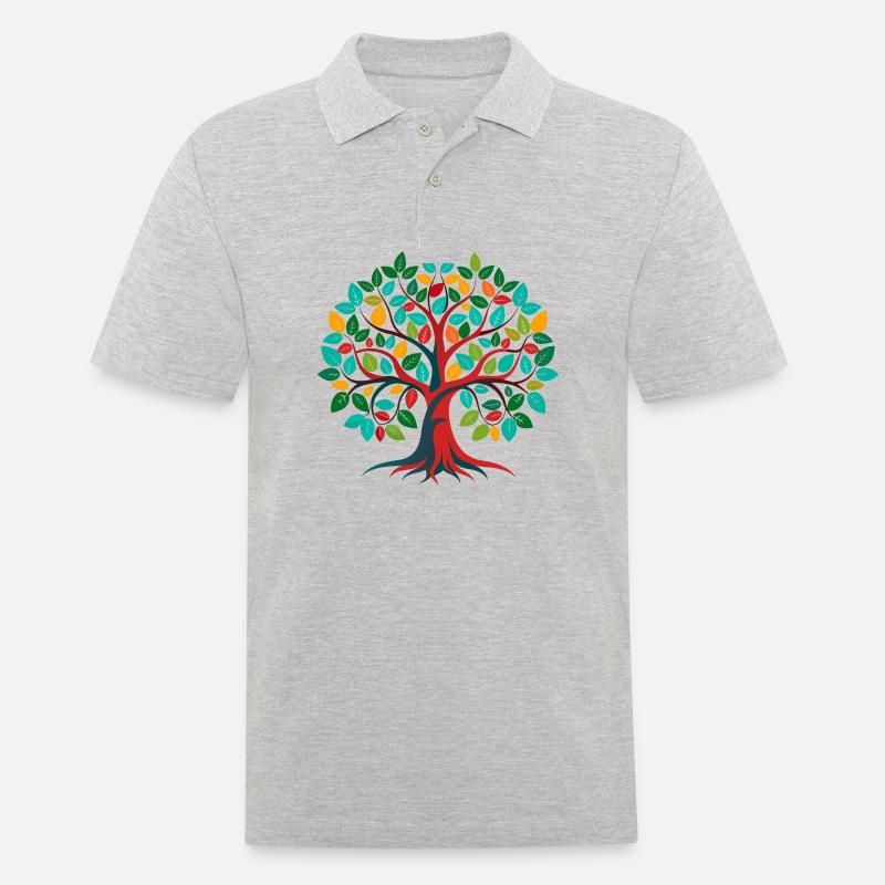 Baum des Lebens - Männer Poloshirt - Grau meliert