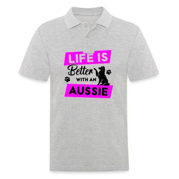 La vie est meilleure avec un Australien - Vector Design - Polo Homme - gris chiné - Devant - Kai (181cm)