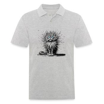 Cat Funny - Men's Polo Shirt - heather grey - Front - Kai (181cm)