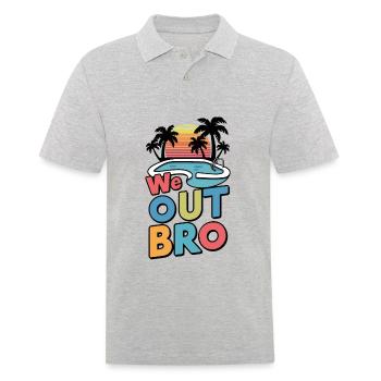 We out bro, letzter Schultag Lehrer - Männer Poloshirt - Grau meliert - Vorne - Kai (181cm)