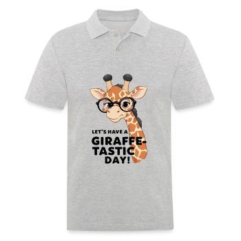 Lasst uns einen fantastischen Tag haben - Giraffe - Männer Poloshirt - Grau meliert - Vorne - Kai (181cm)