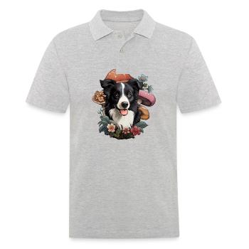 Cottagecore Border Collie - Men's Polo Shirt - heather grey - Front - Kai (181cm)