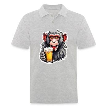 Monkey / Animal / Zoo / Babian / Wild / Comic - Men's Polo Shirt - heather grey - Front - Kai (181cm)