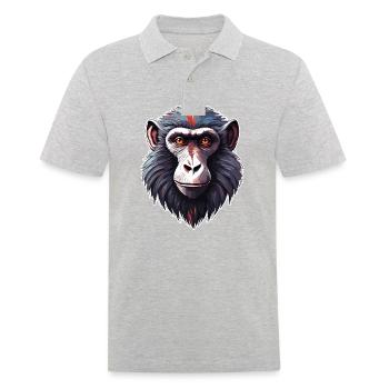 Affe / Tier / Zoo / Babian / Wild / Comic - Männer Poloshirt - Grau meliert - Vorne - Kai (181cm)