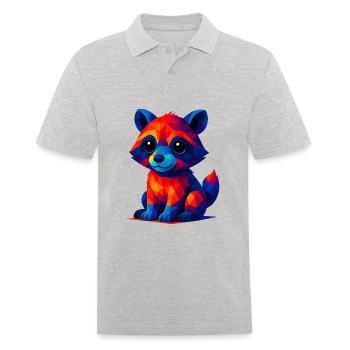 WPAP Polygone Kawaii Style Animaux Bébé Raton laveur - Polo Homme - gris chiné - Devant - Kai (181cm)