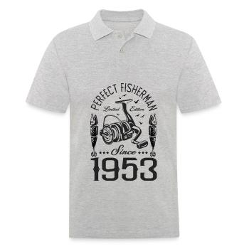 1953 anniversary 70 years gift fishing fisherman - Men's Polo Shirt - heather grey - Front - Kai (181cm)