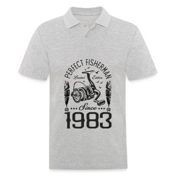 1983 Jubiläum 40 Jahre Geschenkfischer Fischer - Männer Poloshirt - Grau meliert - Vorne - Kai (181cm)