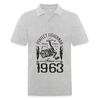 1963 Jubiläum 60 Jahre Geschenkfischer Fischer - Männer Poloshirt - Grau meliert - Vorne - Kai (181cm)