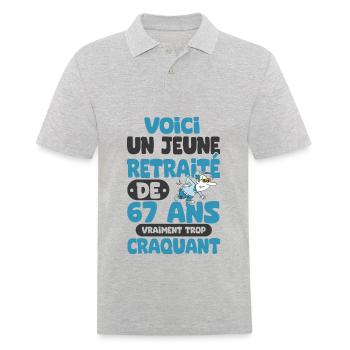 cadeau drôle retraite jeune retraité de 67 ans - Polo Homme - gris chiné - Devant - Kai (181cm)