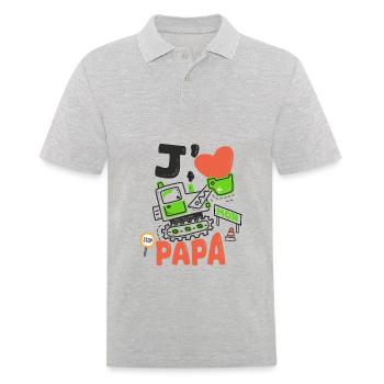 J'aime mon papa cadeau père et fils fille - Polo Homme - gris chiné - Devant - Kai (181cm)