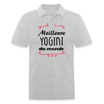 Meilleure Yogini du monde / Yoga - Polo Homme - gris chiné - Devant - Kai (181cm)