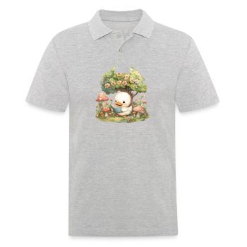 Kawaii Duck Reading Under Tree Mushrooms - Men's Polo Shirt - heather grey - Front - Kai (181cm)