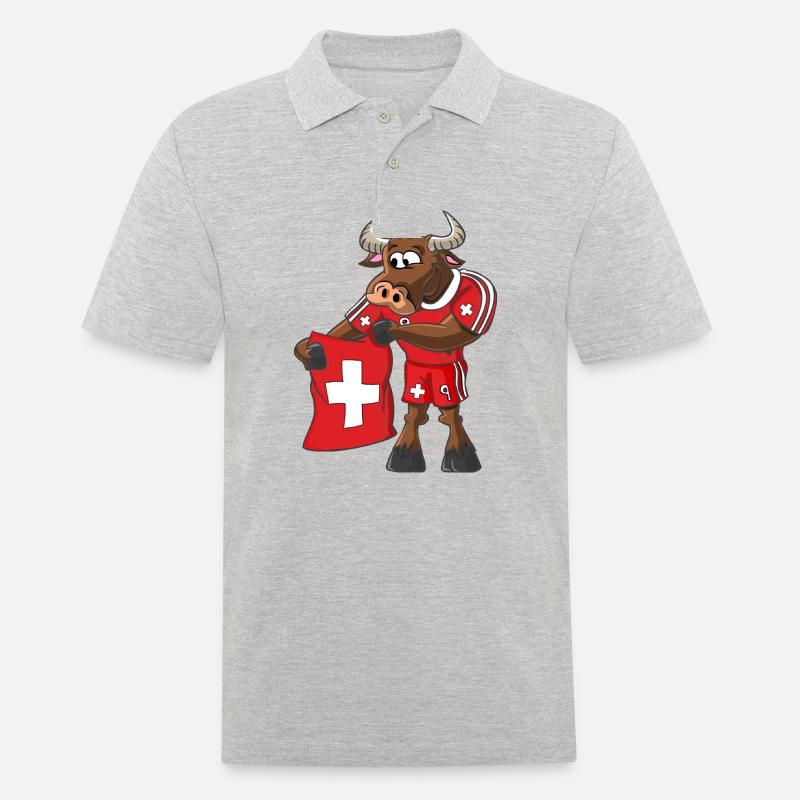 Schweizer Stier - Männer Poloshirt - Grau meliert
