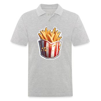 Pommes frites / Fast Food / Kartoffel / Essen - Männer Poloshirt - Grau meliert - Vorne - Kai (181cm)