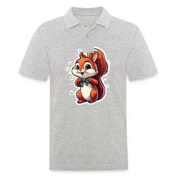 Squirrel / Animal / Rodent / Forest Animal / Comic - Men's Polo Shirt - heather grey - Front - Kai (181cm)