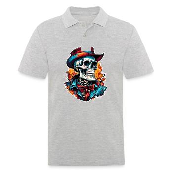 Crâne / Crâne / Squelette / Gothique / Tatouage - Polo Homme - gris chiné - Devant - Kai (181cm)