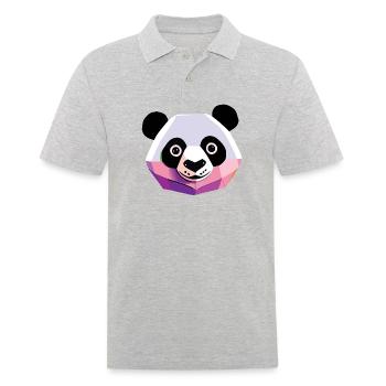 Panda Low Poly - Männer Poloshirt - Grau meliert - Vorne - Kai (181cm)