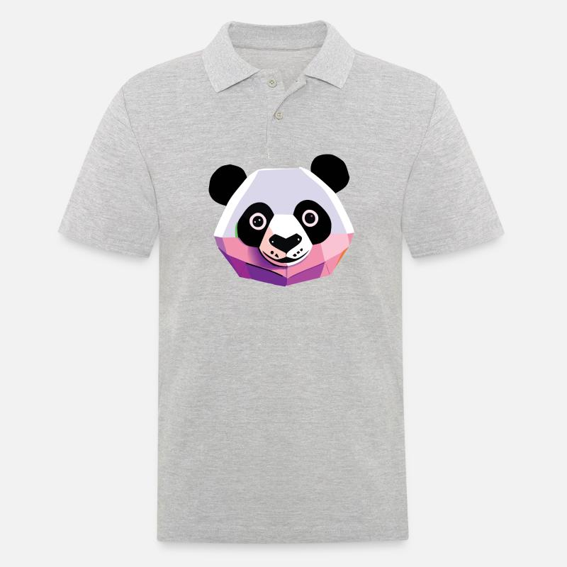 Panda Low Poly - Männer Poloshirt - Grau meliert
