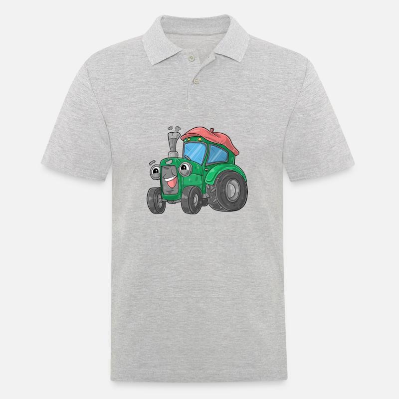 Traktor mit Gesicht - Männer Poloshirt - Grau meliert