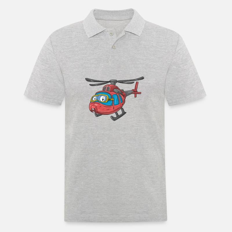 Hubschrauber mit Gesicht - Männer Poloshirt - Grau meliert