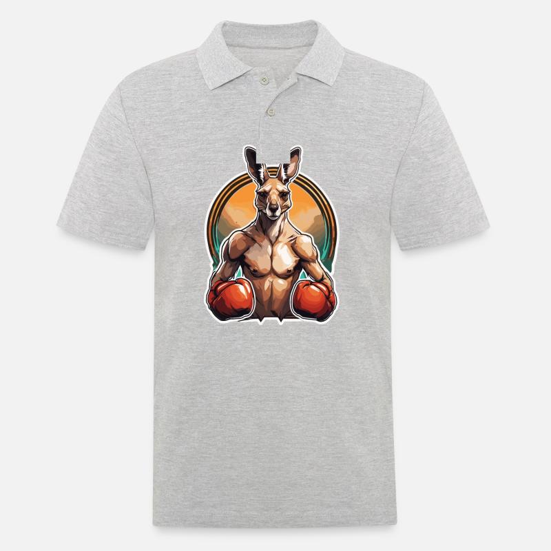 Känguru / Tier / Australien / Beuteltier / Outback - Männer Poloshirt - Grau meliert