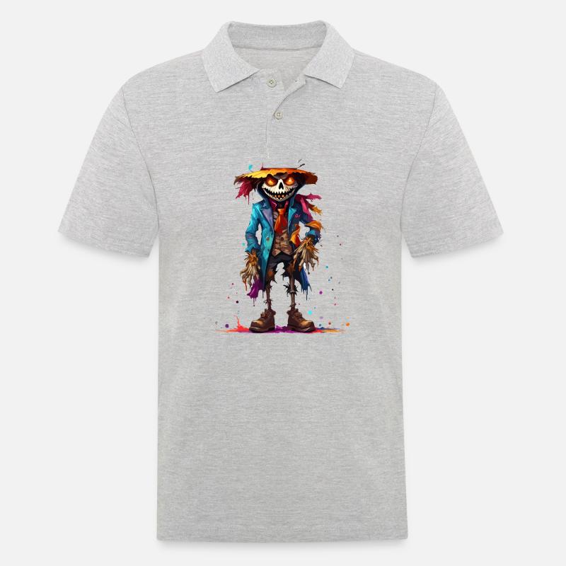 Vogelscheuche / Erntehelfer / Maisfeld / Feld - Männer Poloshirt - Grau meliert