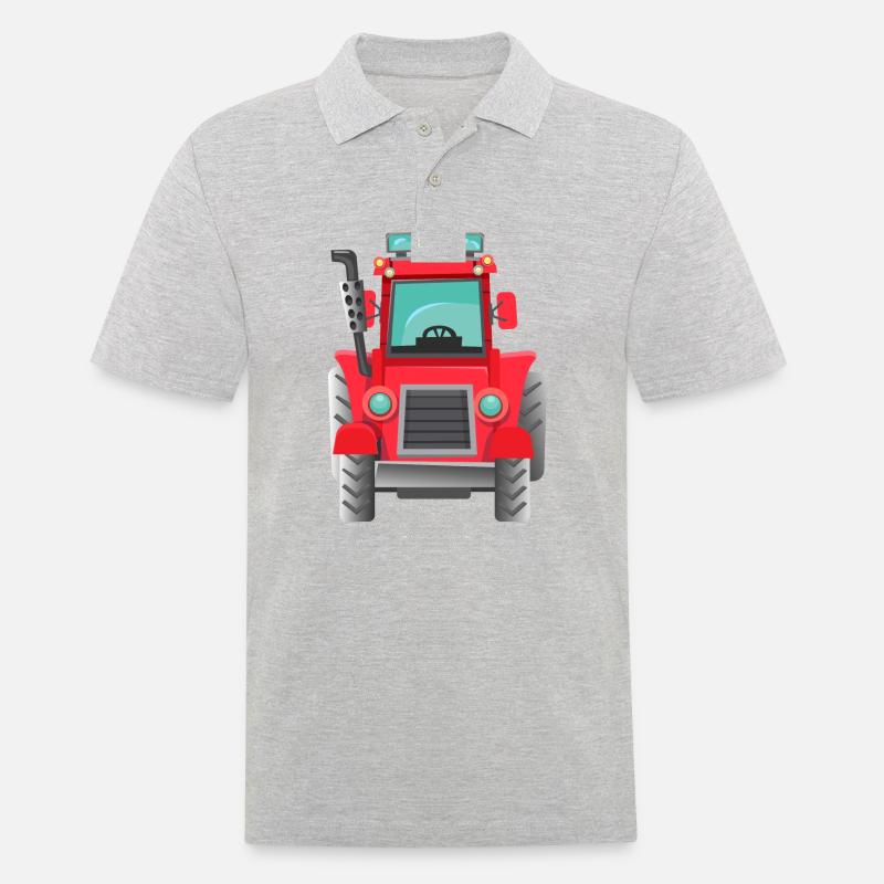 Roter Traktor - Männer Poloshirt - Grau meliert
