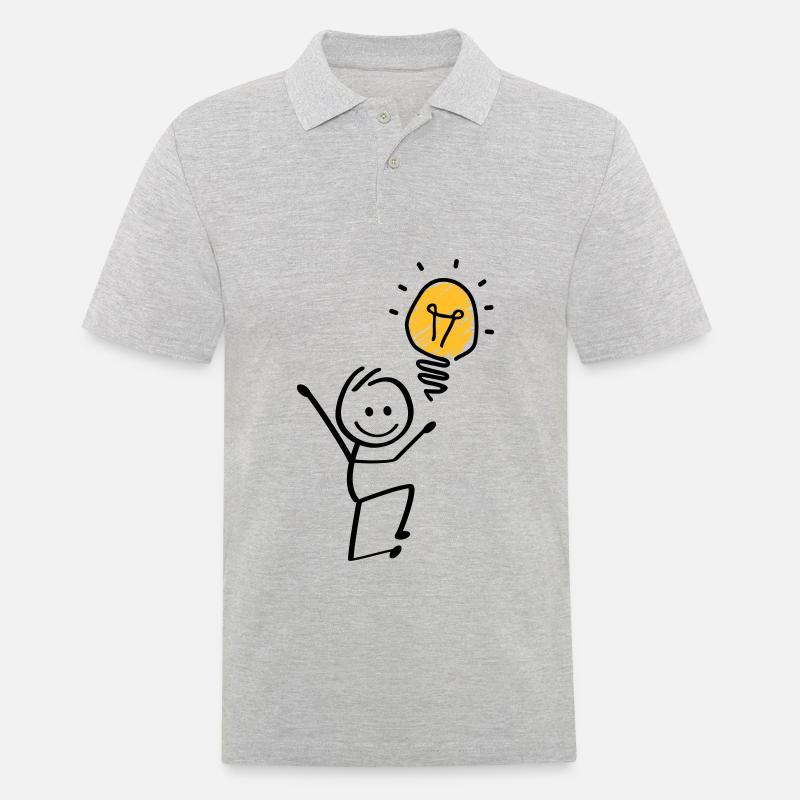 Idées ampoules, idée géniale. séance de brainstorming - Polo Homme - gris chiné
