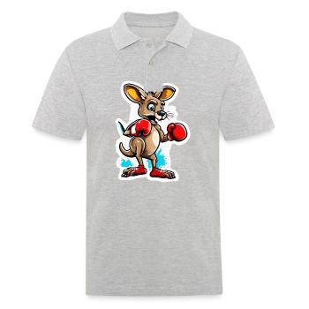 Känguru / Tier / Australien / Beuteltier / Outback - Männer Poloshirt - Grau meliert - Vorne - Kai (181cm)