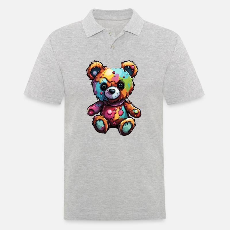 Teddybär / Kuscheltier / Stofftier / Geschenkidee - Männer Poloshirt - Grau meliert