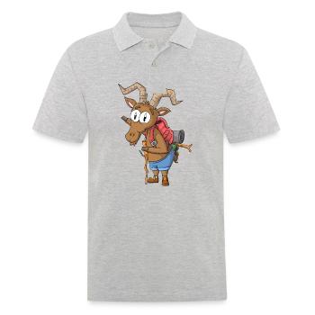 Steinbock Wanderer / Wandernder Steinbock - Männer Poloshirt - Grau meliert - Vorne - Kai (181cm)