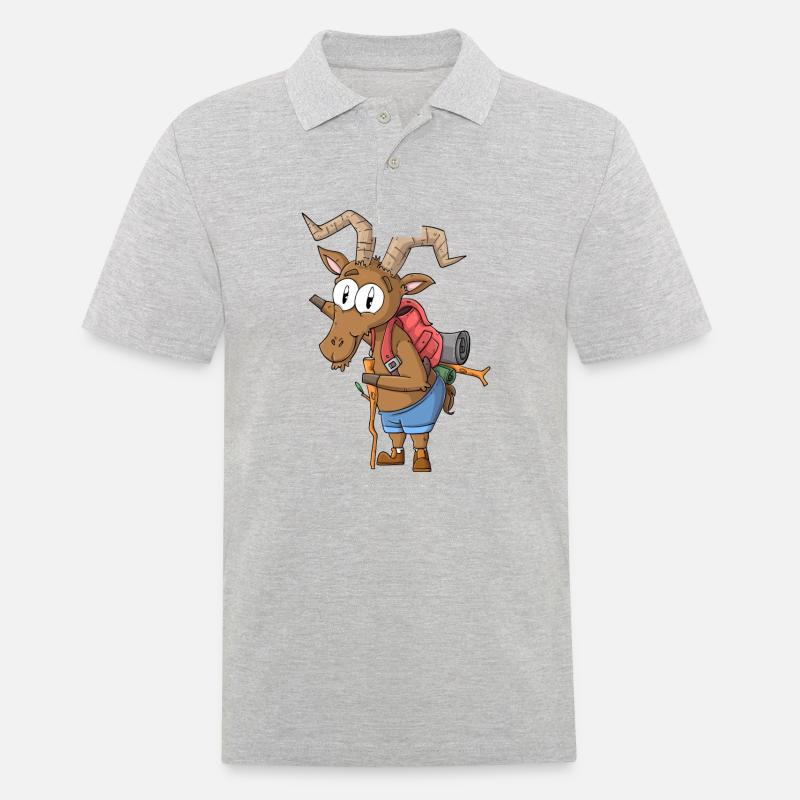 Steinbock Wanderer / Wandernder Steinbock - Männer Poloshirt - Grau meliert